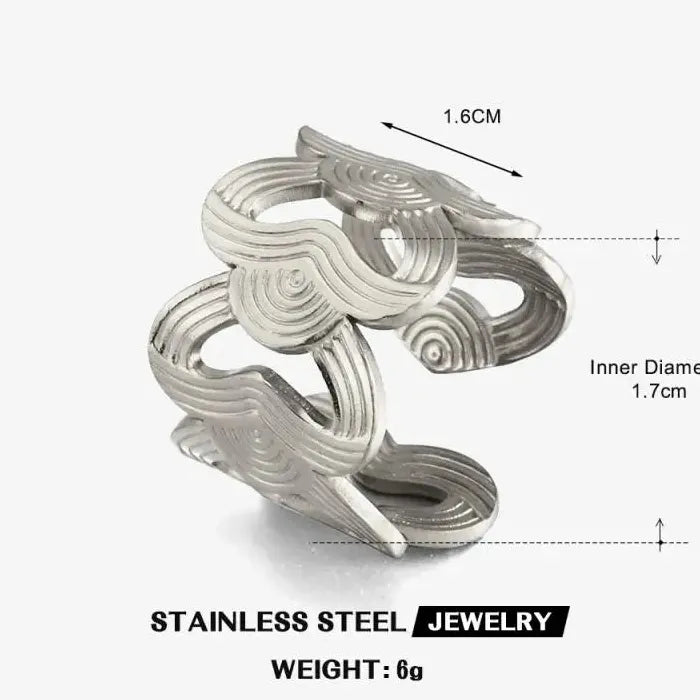 Stainless Steel Heart Opening Rings for Men Women Romantic Couple Jewelry Gift