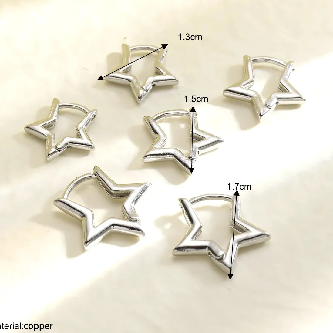 6Pcs Star Hoop Earrings for Women Gothic Rock Piercing Jewelry Fashion Accessory