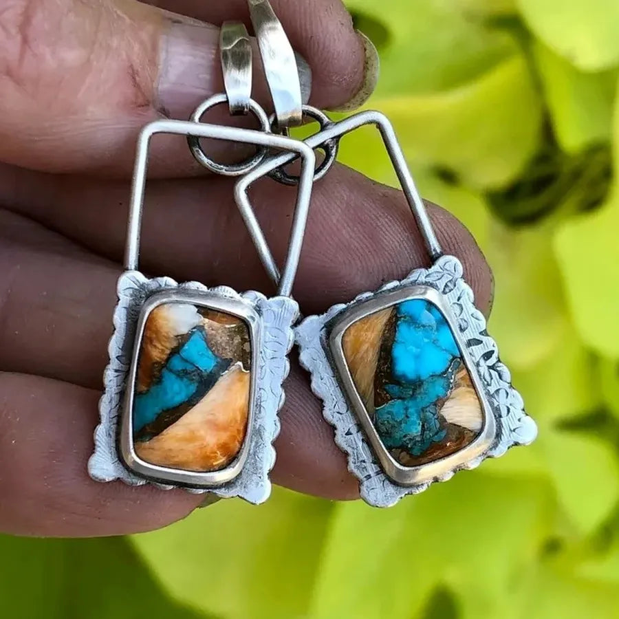 Vintage Bohemian Resin Drop Earrings Zinc Alloy Jewelry for Men & Women Gift