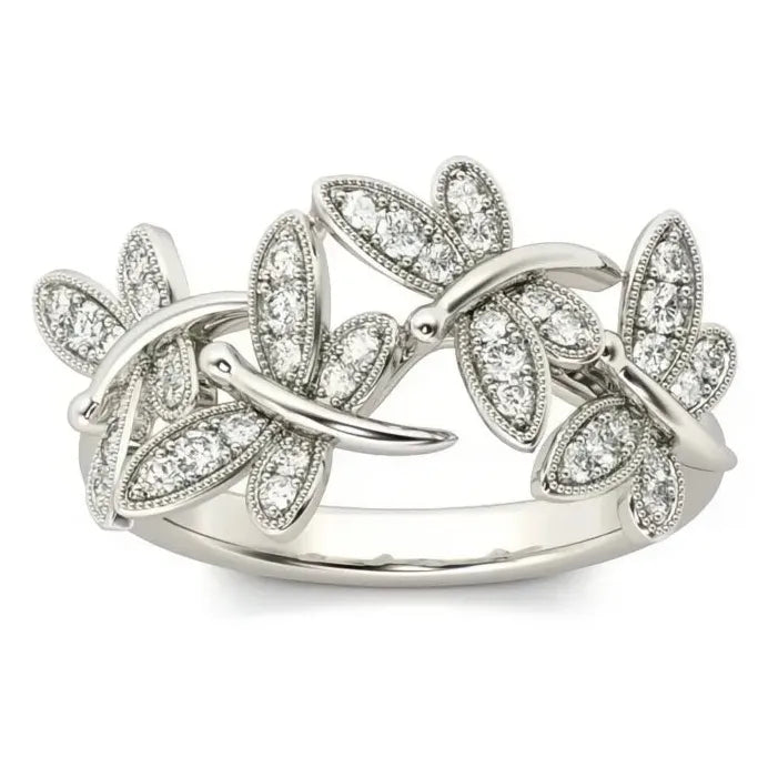 Elegant Sweet Dragonfly Cubic Zirconia Ring for Women Fashion Jewelry