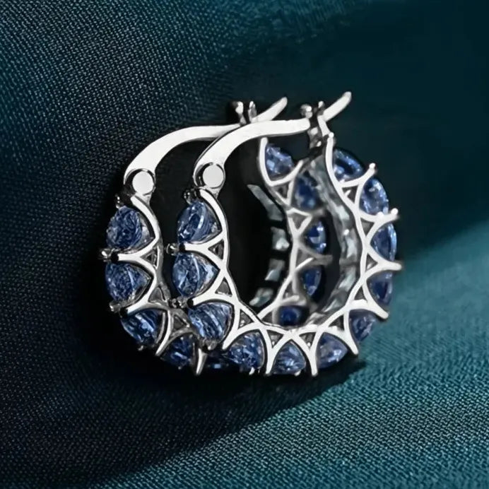 Women’s Geometric Hoop Earrings with Cubic Zirconia for Daily & Wedding