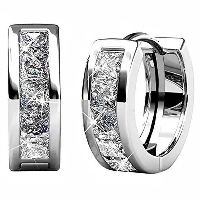 Small Round Copper Hoop Earrings with Cubic Zirconia for Men and Women Fashion Jewelry