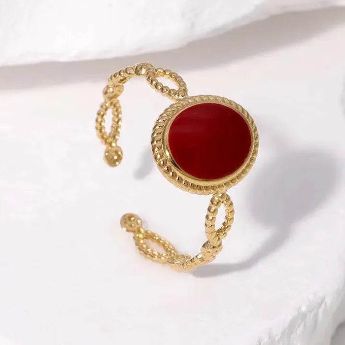 Adjustable Vintage Red Drip Oil Heart Ring for Women Stainless Steel 2025 Jewelry