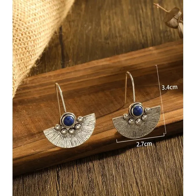 Vintage Fan-Shaped Flower Wreath Zinc Alloy Earrings for Women Daily Jewelry
