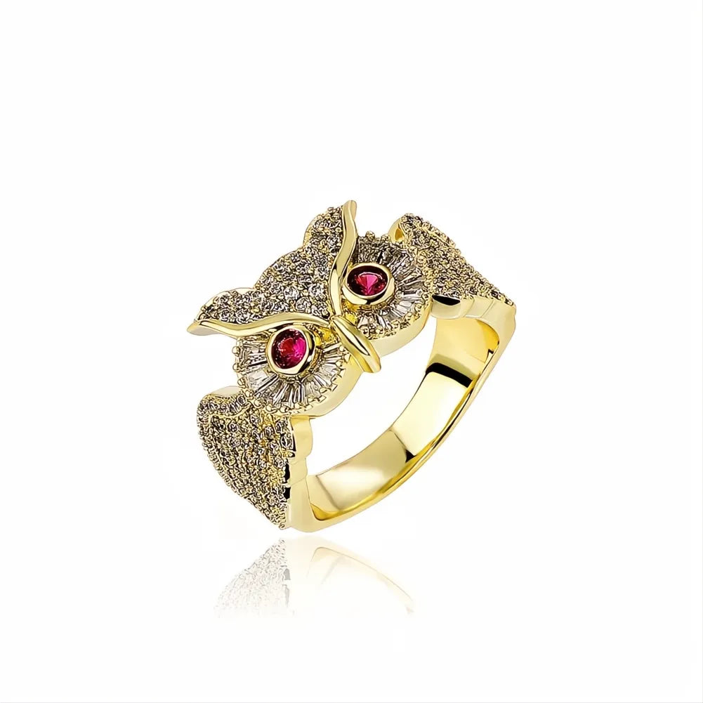Iced Out Owl Ring – Cubic Zirconia Animal Hip Hop Couple Ring Fashion Jewelry
