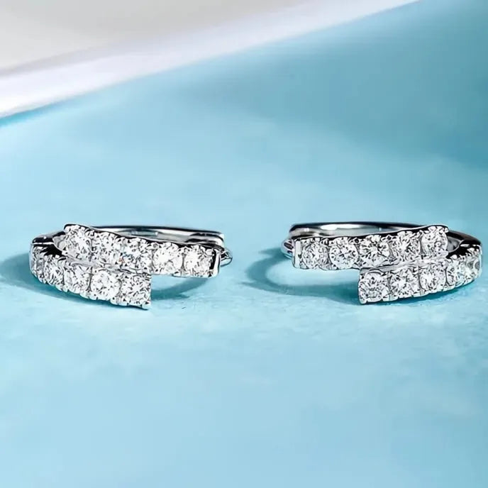 Trendy Women's Hoop Earrings Dainty Cubic Zirconia Silver Color Crystal Circle Fashion Jewelry