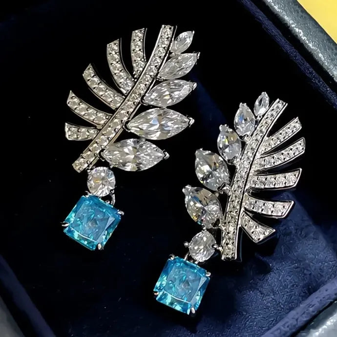 Elegant Blue Cubic Zirconia Copper Alloy Drop Earrings for Party Gift