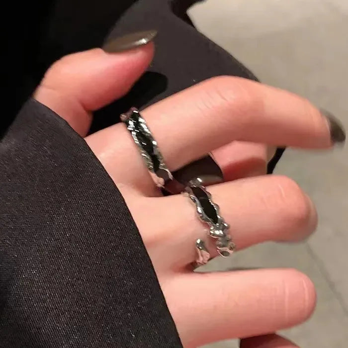 Adjustable Y2K Red Drip Oil Geometric Punk Vintage Cocktail Ring Gift