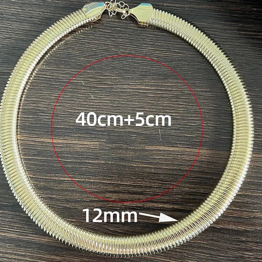 Geometric Snake Bone Chain Choker Necklace Women Stainless Steel Gold Jewelry