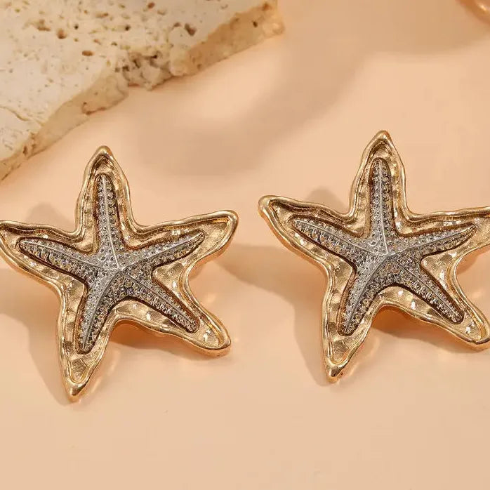 Exaggerated Ocean Starfish Double-Layer Bohemian Drop Earrings for Women