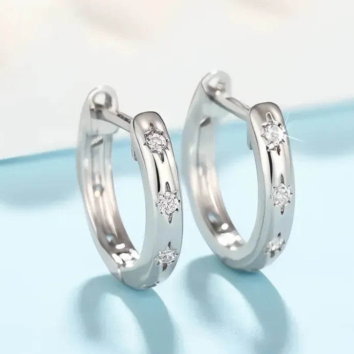 Star Hoop Earrings for Women with Sparkling Cubic Zirconia Jewelry