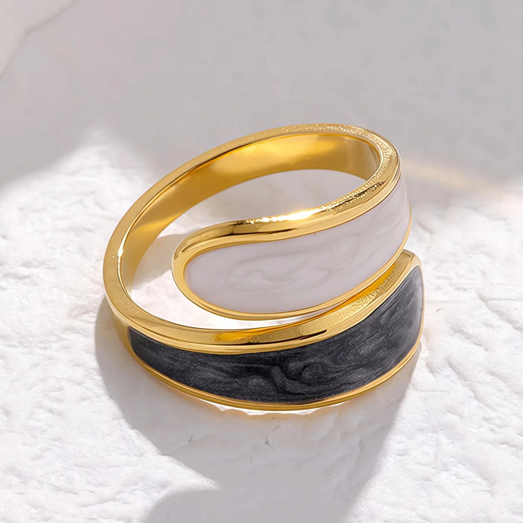 Stainless Steel Unisex Open Rings Geometric Drip Oil Design Waterproof Jewelry
