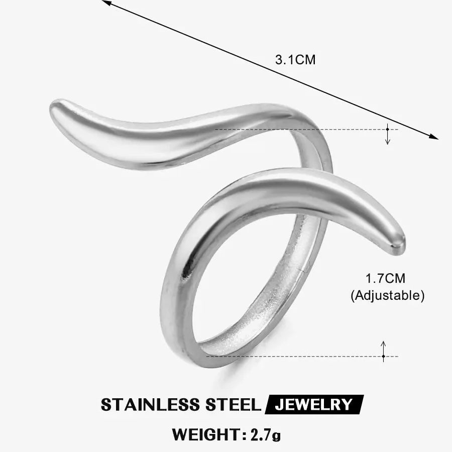 18K Gold Plated Stainless Steel Women's Vintage Geometric Cocktail Ring Jewelry