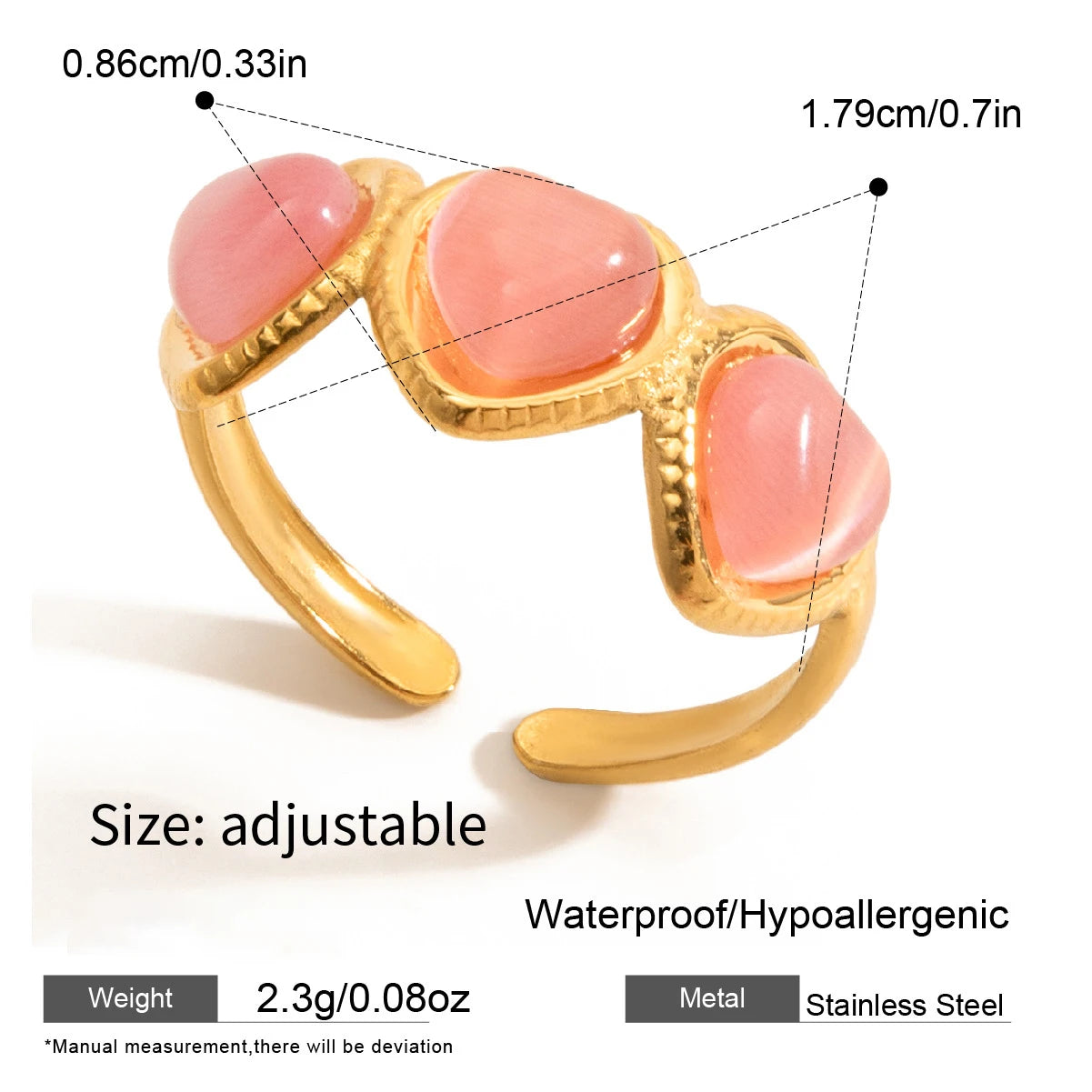 Pink Opal Love Heart Drop Earrings 18K Gold Plated Double Circle Hoops Bridal Jewelry