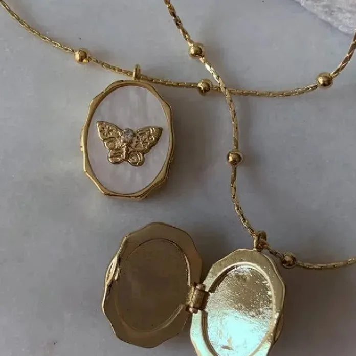 Angel Locket Necklace Photo Butterfly Frame Stainless Steel Memorial Gift