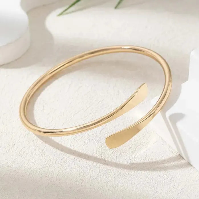 Punk Gold Color Adjustable Cuff Bracelet for Men Women Trendy Jewelry