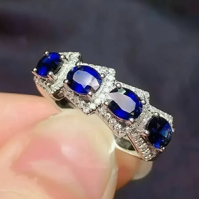 Luxury Oval Blue Cubic Zirconia Women’s Brass Wedding Band 2023 Silver Style