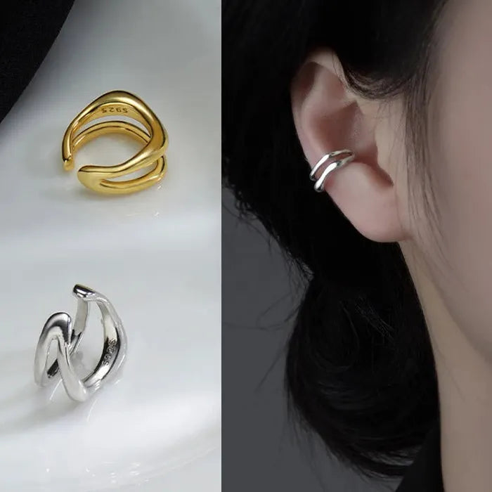 Zinc Alloy Non-Piercing Double Layer Ear Cuff Clip Earring Women Y2K