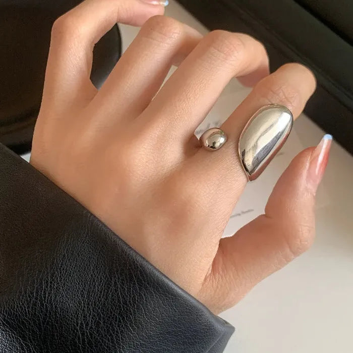 Adjustable Glossy Waterdrop Minimalist Mood Tracker Ring for Women Gift
