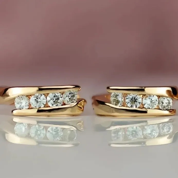 Gold Small Circle Hoop Earrings with Sparkling Cubic Zirconia for Women