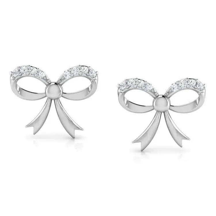 Fashion Bow Cubic Zirconia Stud Earrings Zinc Alloy Jewelry for Women Gift