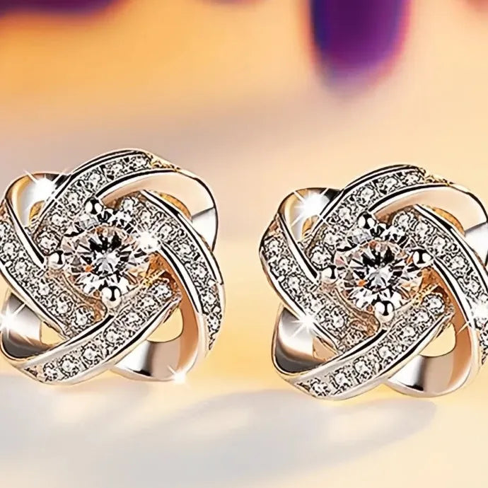 Geometric Cubic Zirconia Stud Earrings Copper Alloy for Engagement Gift