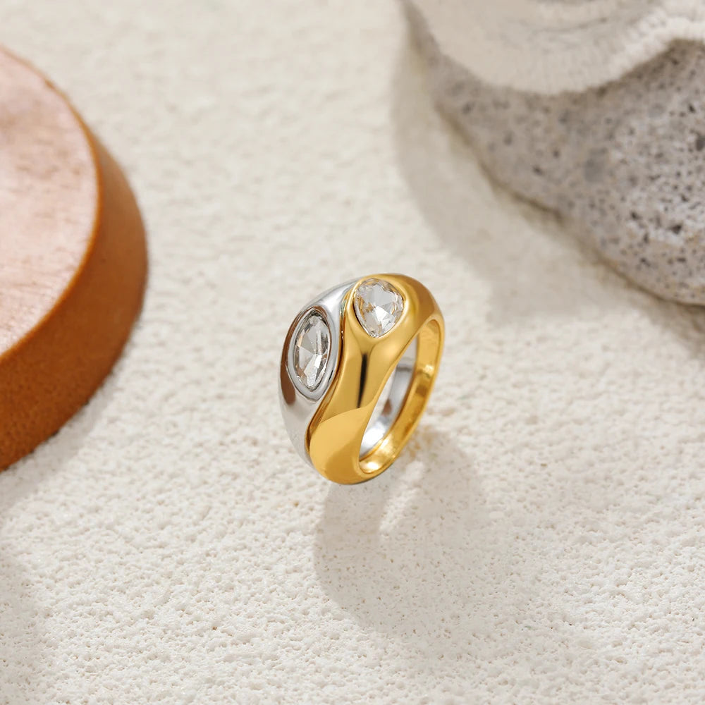 2pcs Twisted Symmetry Couple Rings Stainless Steel Zircon Wedding Jewelry 2026