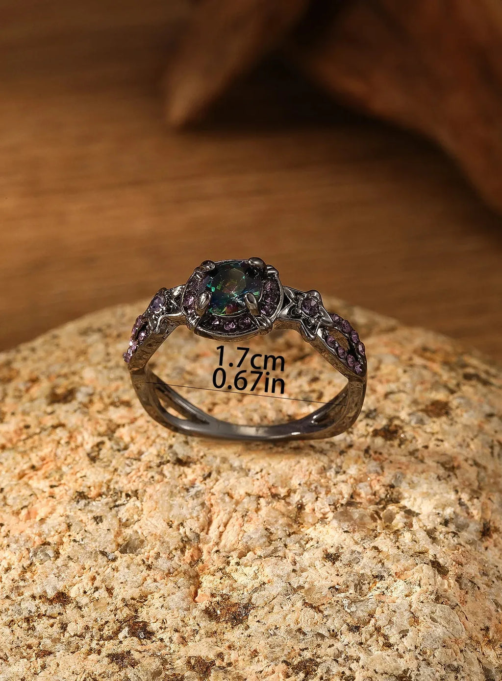 Fashion Gun Black Colorful Imitation Crystal Women's Zinc Alloy Ring Daily Accessory