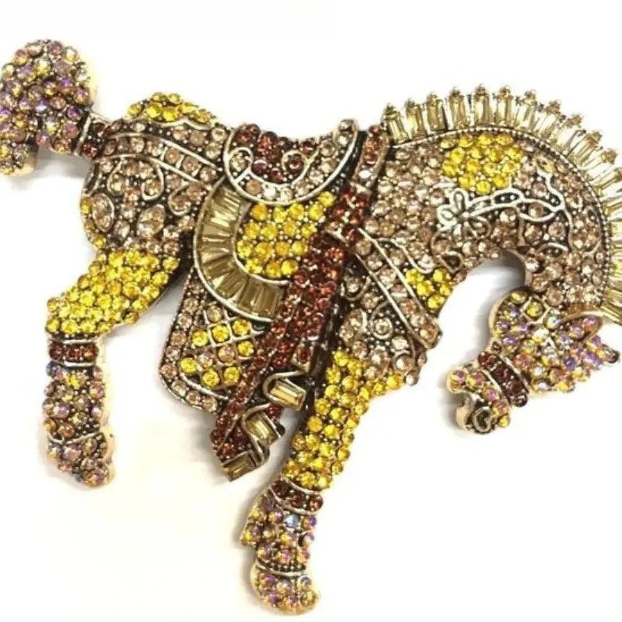 Vintage Rhinestone Tang Sancai Horse Brooch Pin Classic Jewelry for Women