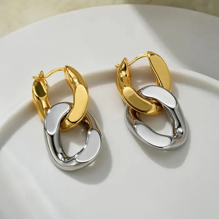 Luxury Geometric Gold & Silver Copper Drop Earrings for Women Y2K Jewelry