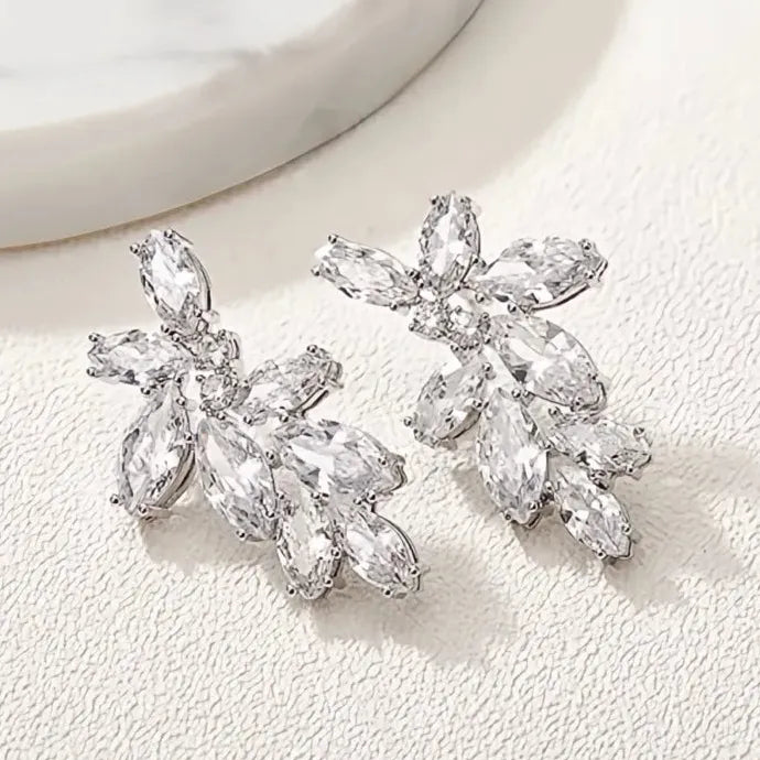 Sparkling Marquise Cubic Zirconia Drop Earrings for Women Copper Alloy
