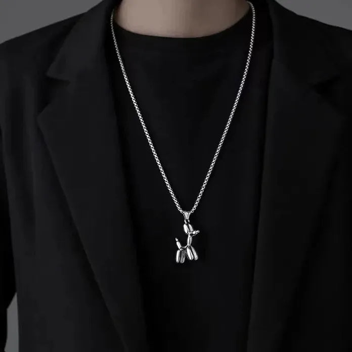 Puzzle Couple Necklace Stainless Steel Pendant Long Chain Unisex Jewelry