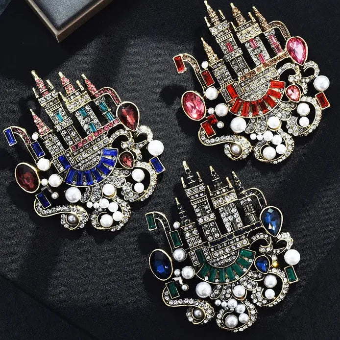 Classic Castle Brooch Pin Elegant Wedding Gift for Men and Women