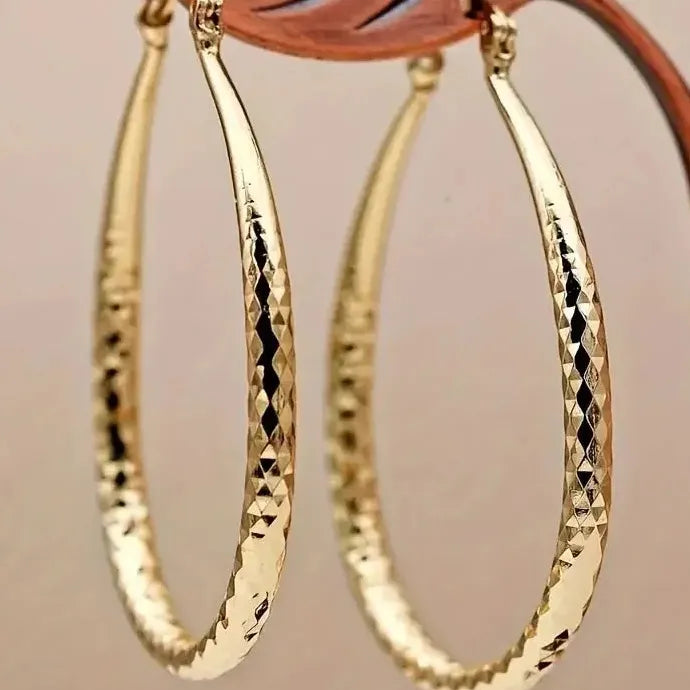 Oval Gold and Silver Large Hoop Earrings Zinc Alloy for Women Gifts