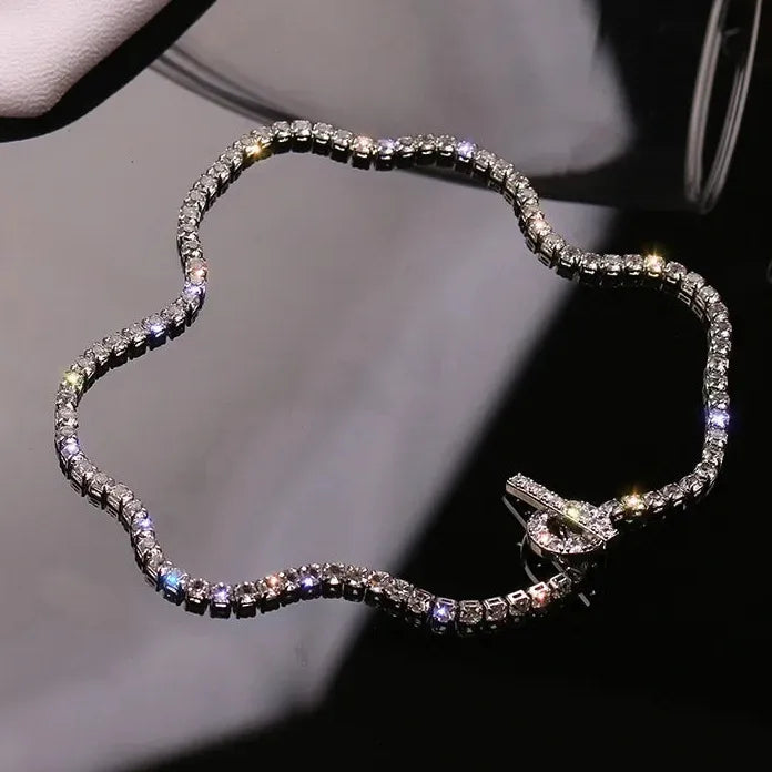 Rhinestone Zinc Alloy Water Drop Choker Necklace for Women Party