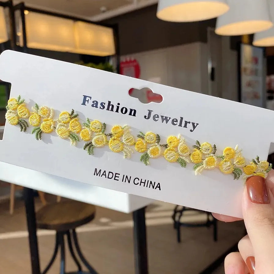 Lace Embroidery Flower Choker Necklace for Women Girls Fashion Accessory