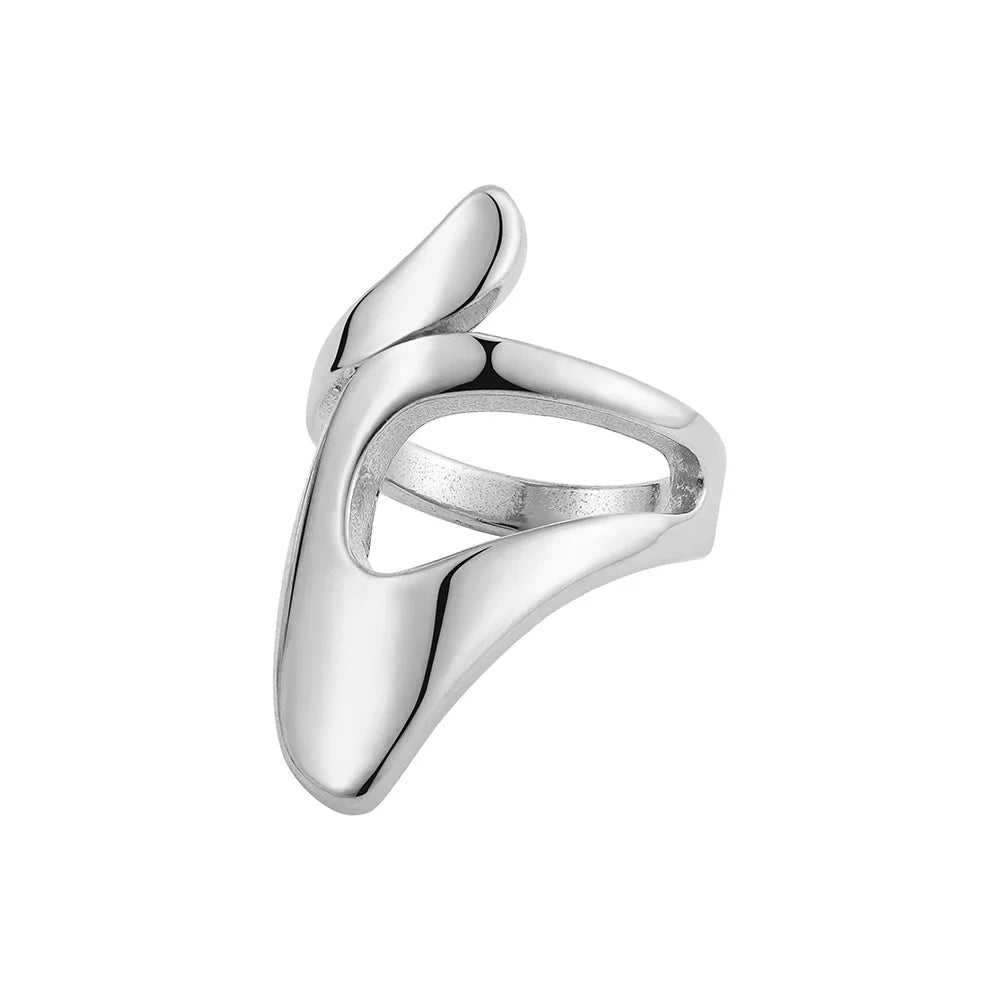 Vintage Geometric Knot Gold Plated Stainless Steel Ring Chunky Dome Jewelry Gift