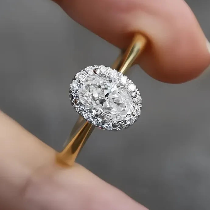 Elegant Cubic Zirconia Gold Color Geometric Wedding Rings for Women Brass