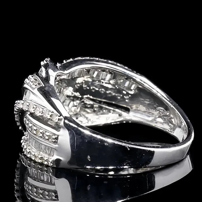 Modern Geometric Cubic Zirconia Brass Wedding Ring for Women