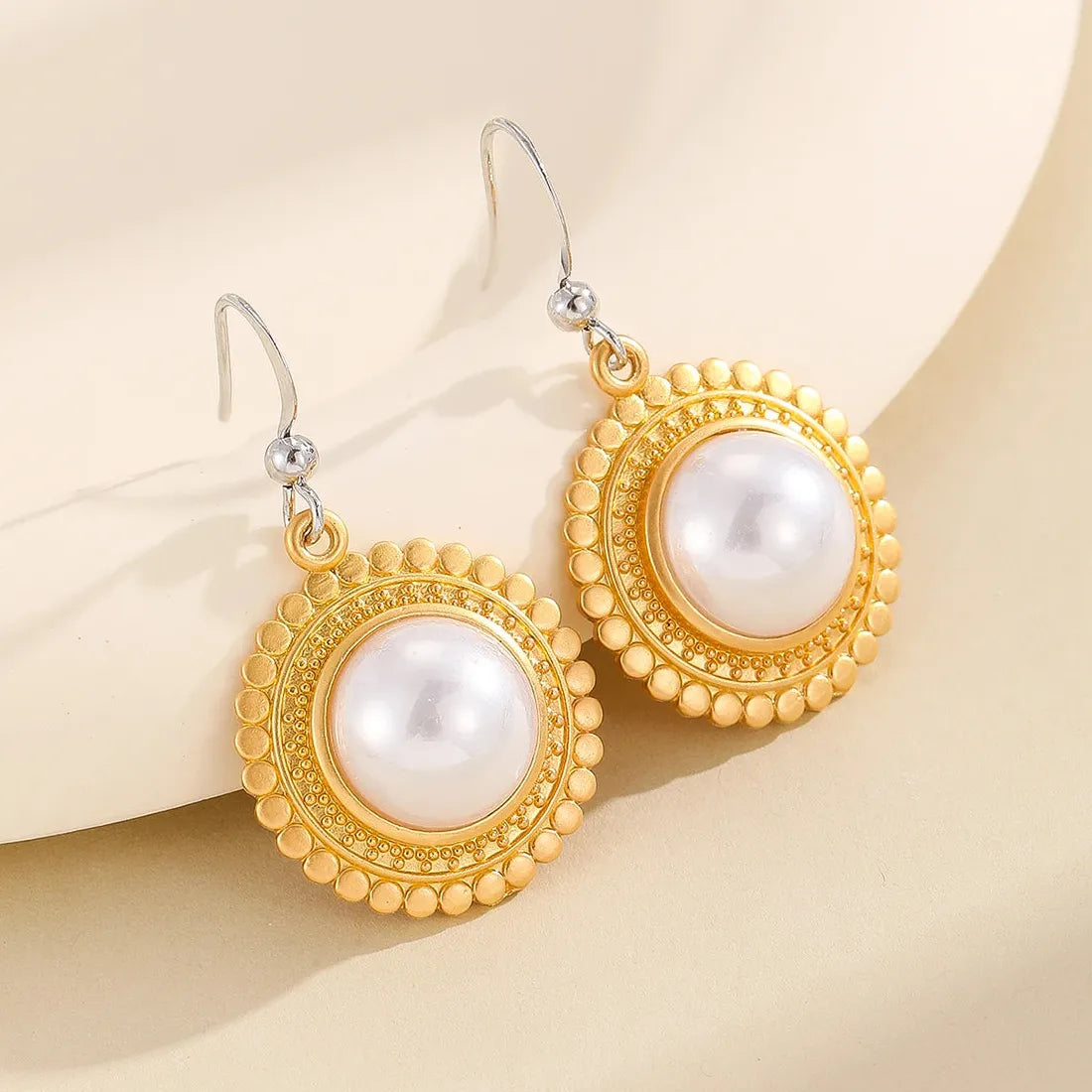Vintage Silver Imitation Pearl Drop Earrings Women Zinc Alloy Dangle Jewelry