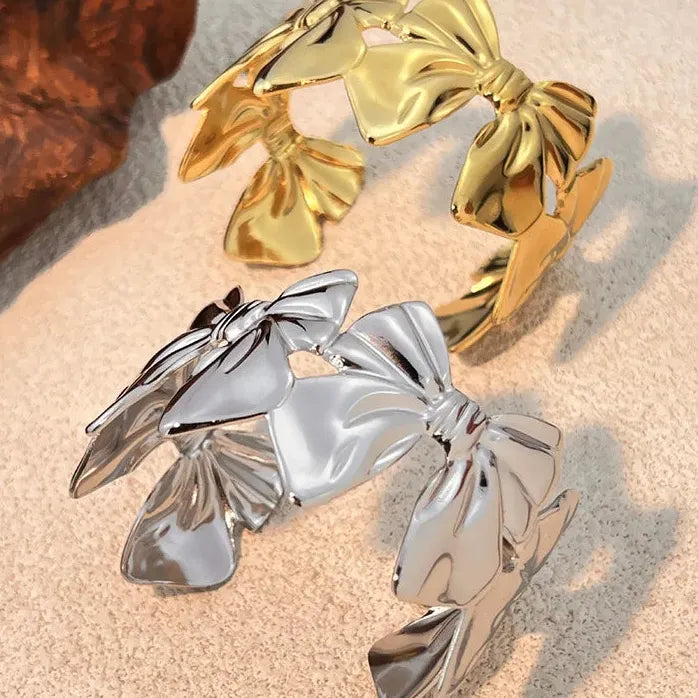Butterfly Knot Stainless Steel Bracelet Big Bowknot Waterproof Rustproof Jewelry
