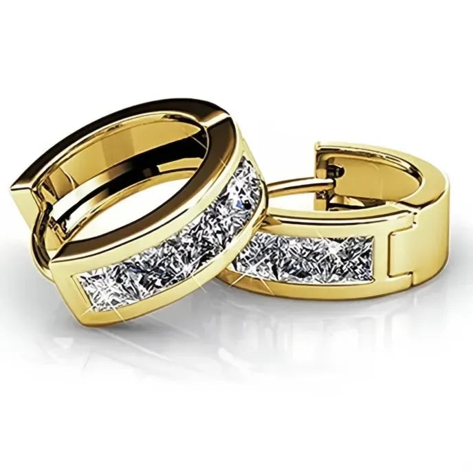 Women’s Geometric Hoop Earrings Copper Alloy with Half Circle Cubic Zirconia Jewelry Gift