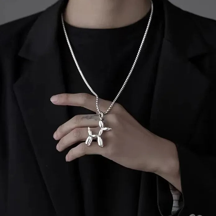 Puzzle Couple Necklace Stainless Steel Pendant Long Chain Unisex Jewelry