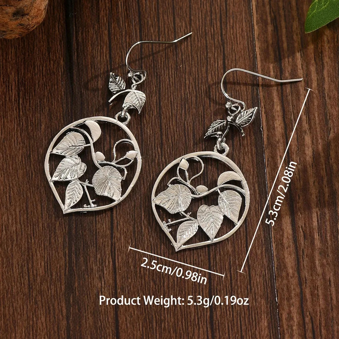 Vintage Women's Leaf Petal Pendant Drop Earrings Copper Fashion Jewelry Gift