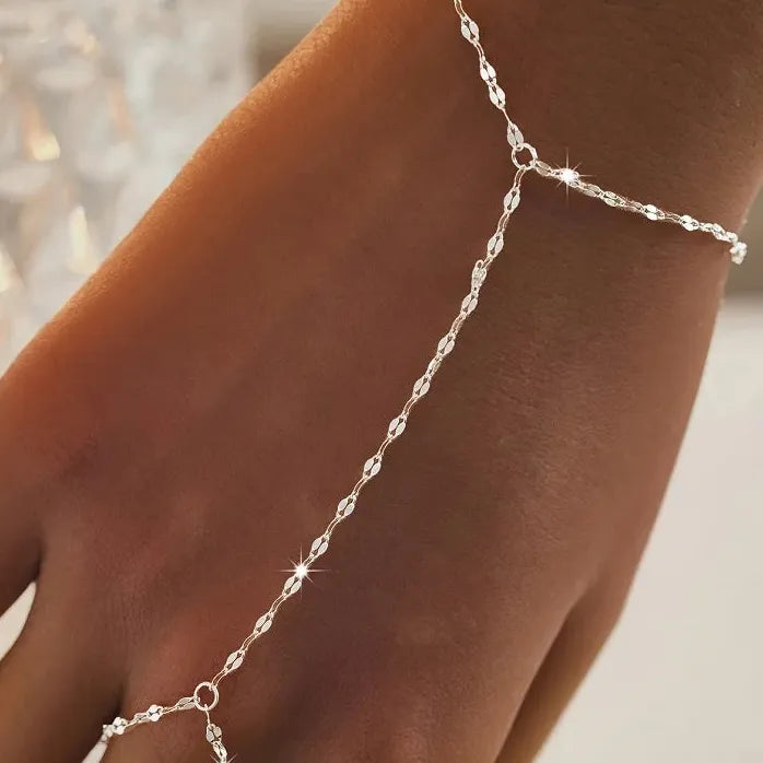 Gold Color Cross Linked Thin Chain Bracelet for Women Fashion Jewelry