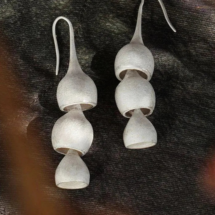 Unisex Copper Geometric Calabash Drop Earrings Matte Finish Dangle Jewelry