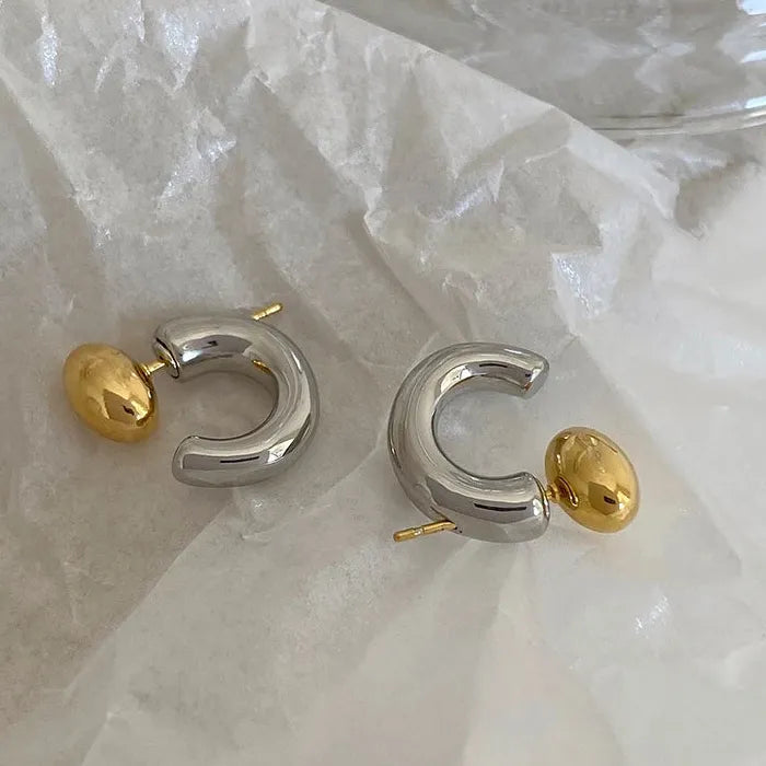 Vintage Stainless Steel Geometric Droplet Stud Earrings for Women