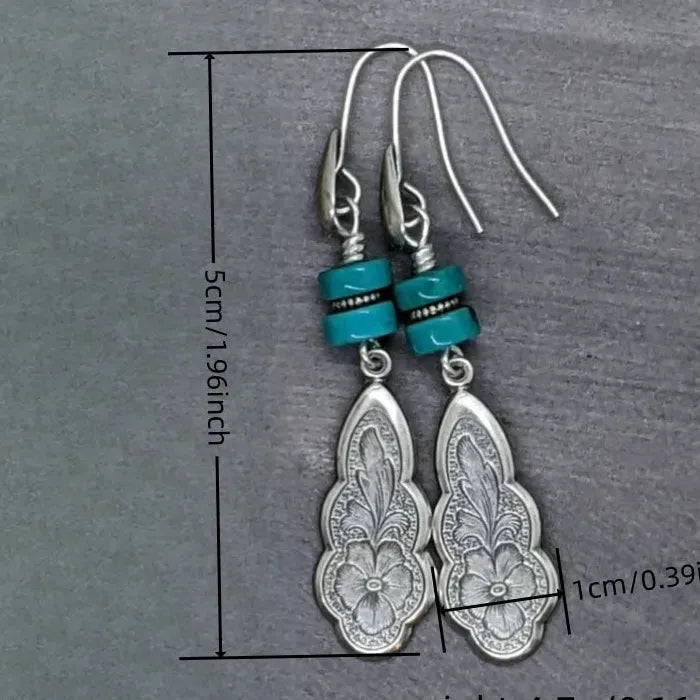 Vintage Bohemian Geometric Sapphire Drop Earrings Zinc Alloy Women's Jewelry