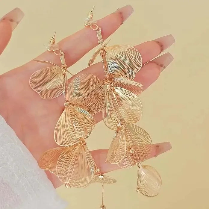 Gold Double-Layer Hollow Flower Hoop Earrings for Women Vintage Jewelry Gift