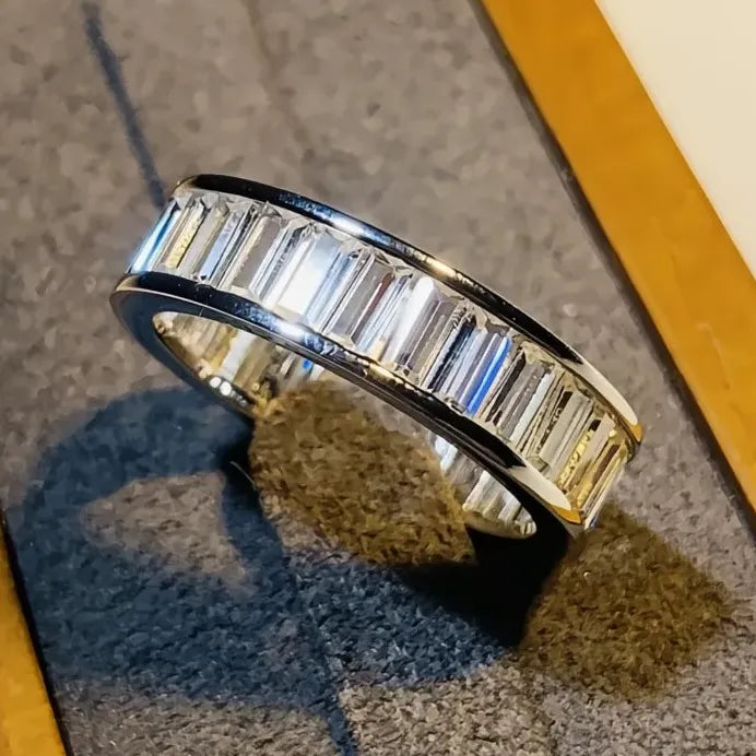 Luxury Women’s Rectangular Cubic Zirconia Eternity Wedding Band Ring